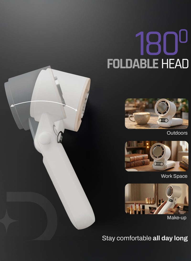 DOMESTICA Flö Portable Handheld Fan, 20000 RPM with IcyTouch™, 4000mAh USB Rechargeable Battery [Up to 12H], | Mini Pocket Hand Fan | Foldable Rechargeable Personal Fan, for Travel, Indoor & Outdoor Use Vanilla Pearl - Image 4